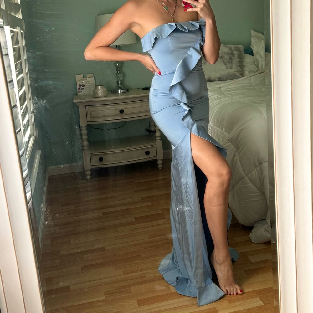 Baby Blue Strapless Gown - NBD Luna Gown